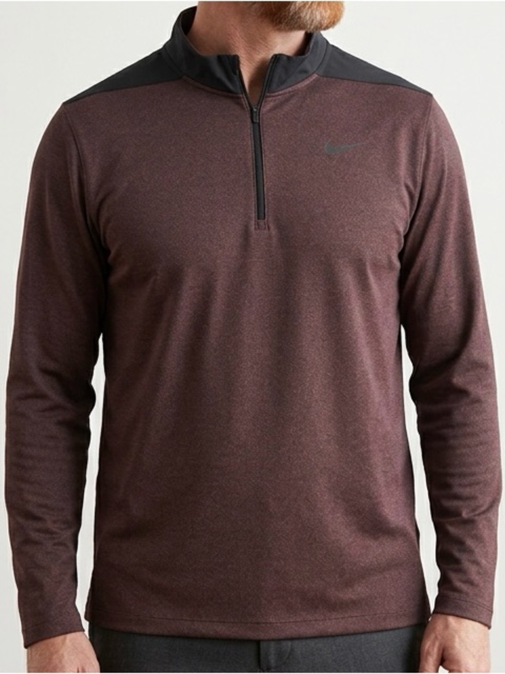 MEN'S NIKE GOLF 1/4-ZIP LIGHTWEIGHT LONG SLEEVE PULLOVER SZ XL MAROON/BLACK